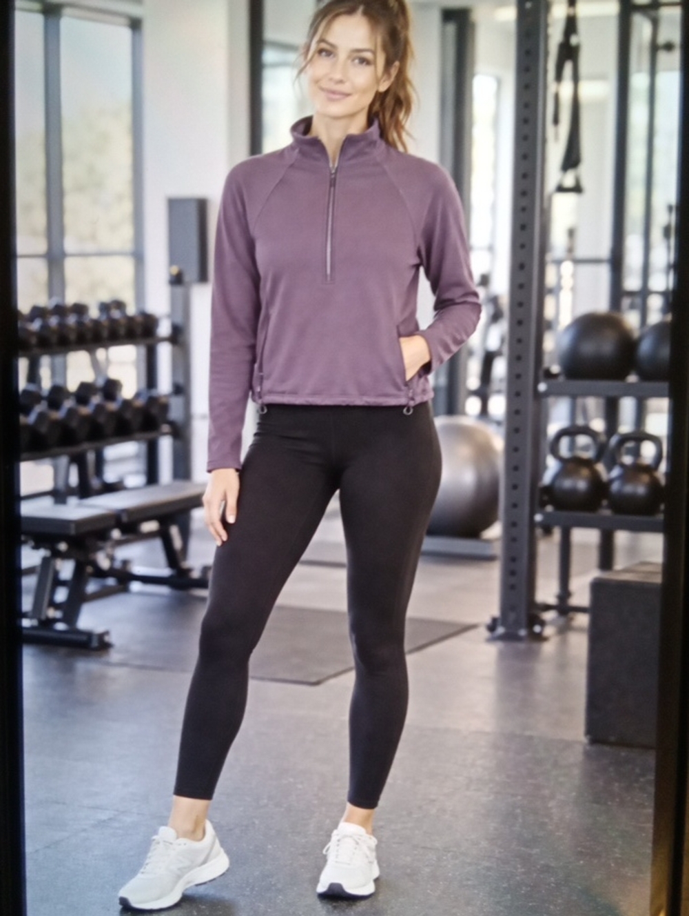 Athleta Fleece Lined 1/2zip Sweatshirt Mock Neck Collar Performance Gorpcore Xs